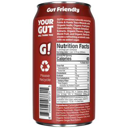 GUTSI Nutrition and Ingredient Side of Label Original Cola