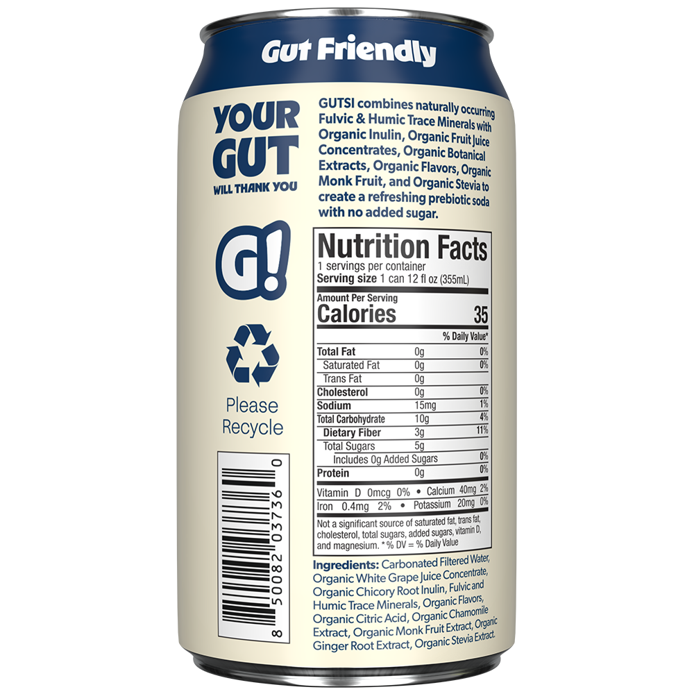 GUTSI Nutrition and Ingredient Side of Label Cream Soda