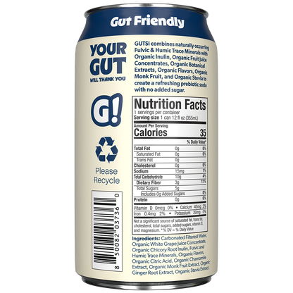 GUTSI Nutrition and Ingredient Side of Label Cream Soda