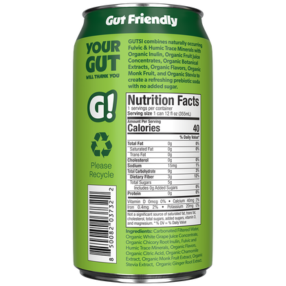 GUTSI Nutrition and Ingredient Side of Label Lemon Lime