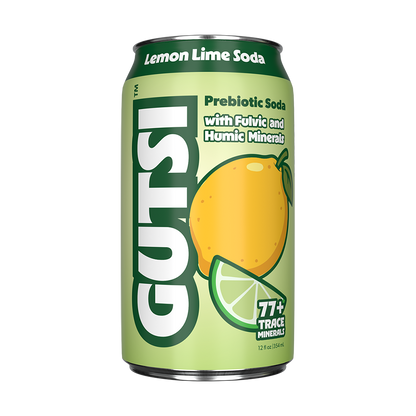 GUTSI Lemon Lime Soda can with lemon and lime graphics on a green background