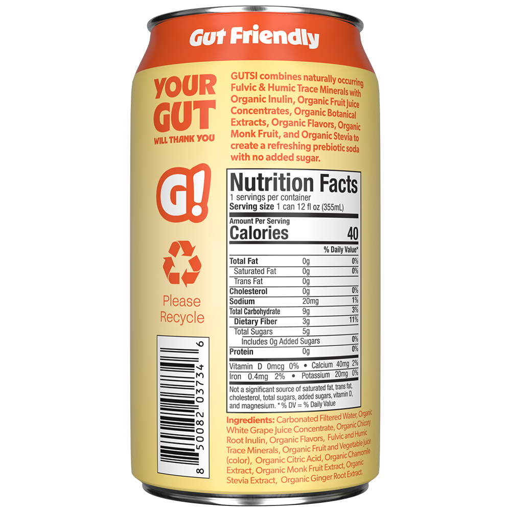 GUTSI Nutrition and Ingredient Side of Label Orange Cream