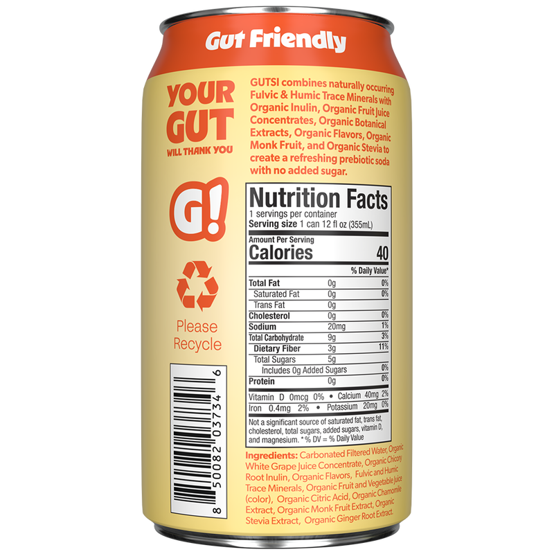 GUTSI Nutrition and Ingredient Side of Label Orange Cream