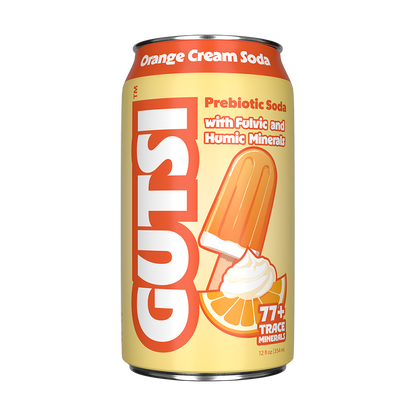 GUTSI Orange Cream Soda can with a popsicle illustration on a yellow background