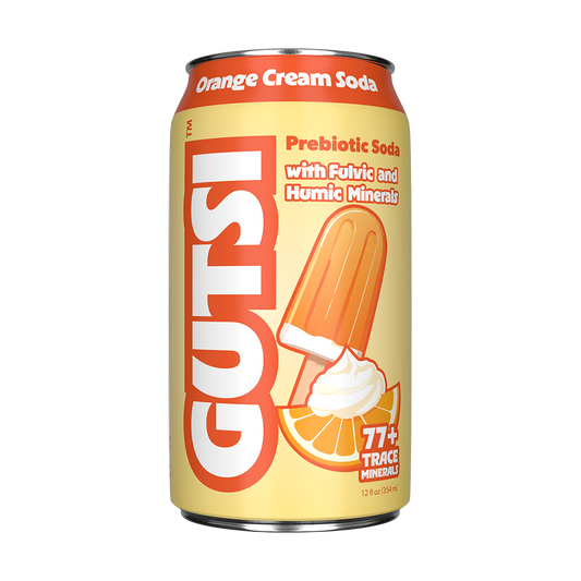 GUTSI Orange Cream Soda can with a popsicle illustration on a yellow background