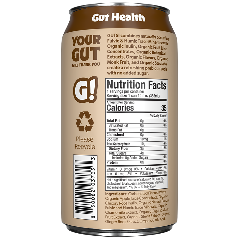 GUTSI Nutrition and Ingredient Side of Label Root Beer