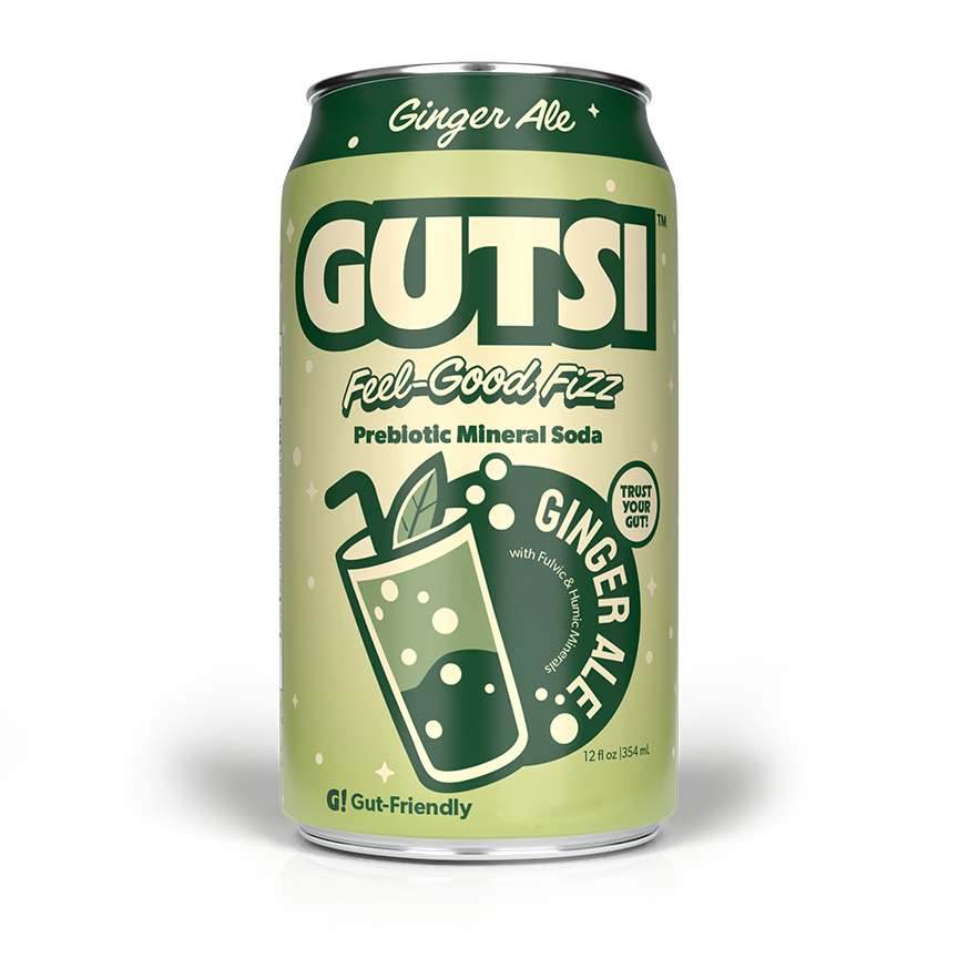 GUTSI Prebiotic Mineral Soda — Ginger Ale 12 Pack (12 oz Cans)