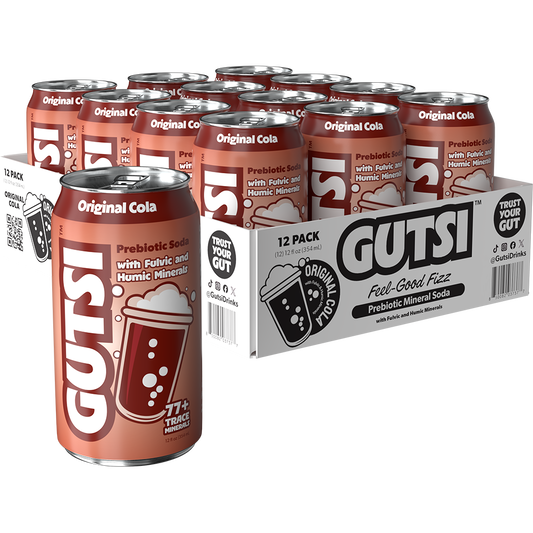 GUTSI Original Cola Prebiotic Mineral Soda – 12 Pack (12 oz Cans)