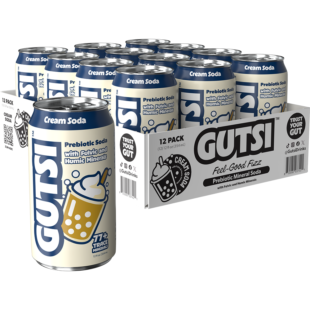 GUTSI Cream Soda Prebiotic Mineral Soda – 12 Pack (12 oz Cans)