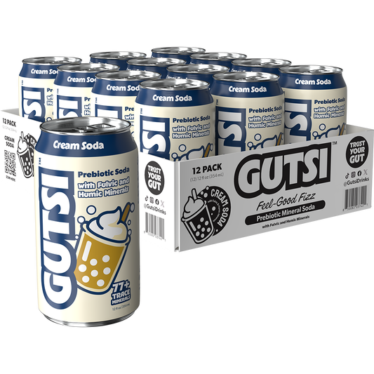 GUTSI Cream Soda Prebiotic Mineral Soda – 12 Pack (12 oz Cans)