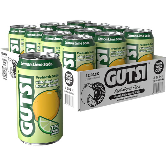 GUTSI Lemon Lime Prebiotic Mineral Soda – 12 Pack (12 oz Cans)