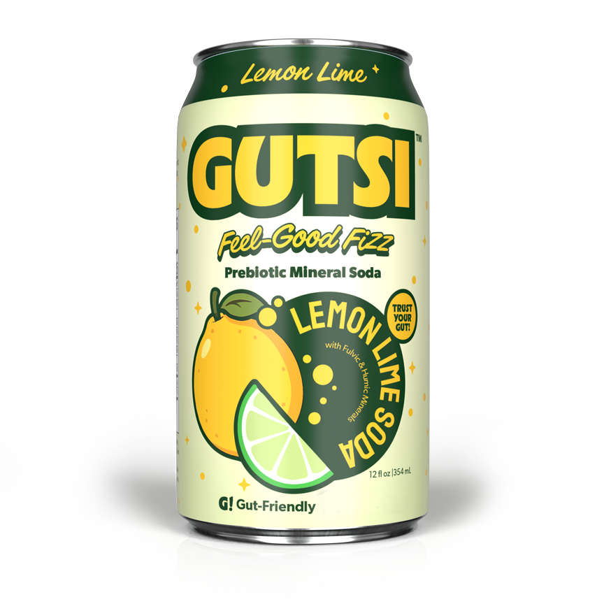 GUTSI Prebiotic Mineral Soda — Lemon Lime 12 Pack (12 oz Can)
