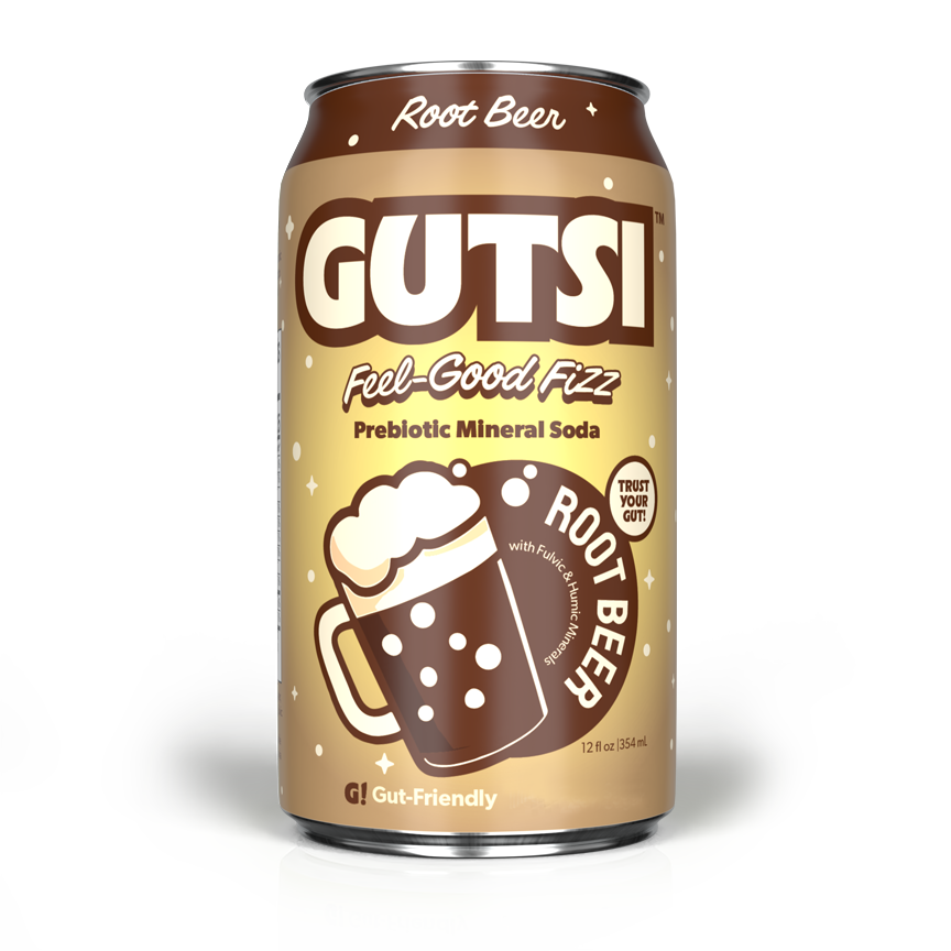 GUTSI Prebiotic Mineral Soda — Root Beer 12 Pack (12 oz Cans)