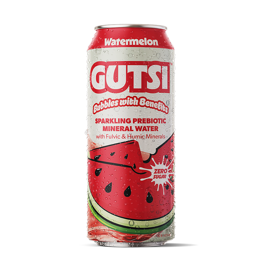 Eau pétillante à la pastèque GUTSI — Eau minérale fulvique (canette de 473 ml)