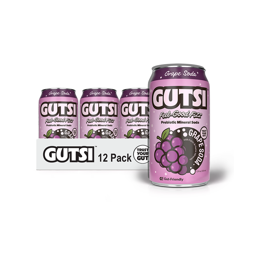 GUTSI Prebiotic Mineral Soda — Grape 12 Pack (12 oz Cans)
