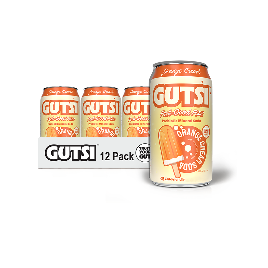 GUTSI Prebiotic Mineral Soda — Orange Cream 12 Pack (12 oz Cans)