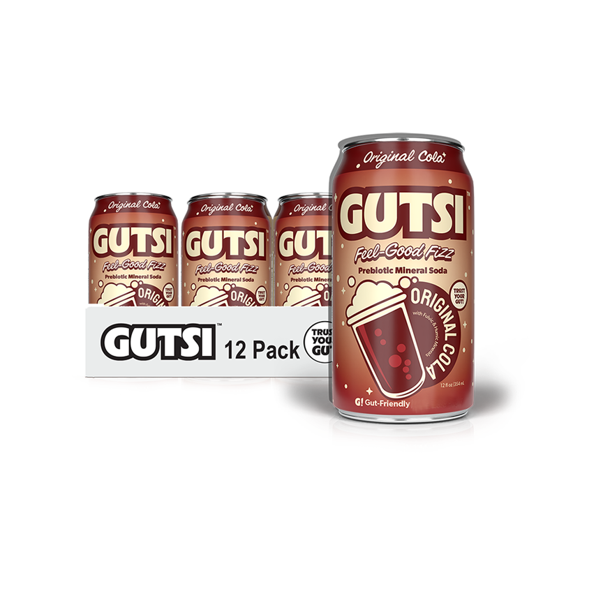 GUTSI Prebiotic Mineral Soda — Original Cola 12 Pack (12 oz Cans)