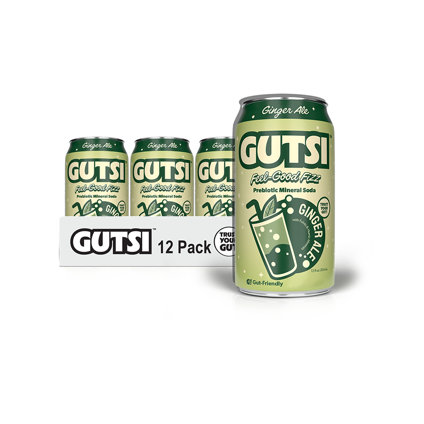 GUTSI Prebiotic Mineral Soda — Ginger Ale 12 Pack (12 oz Cans)