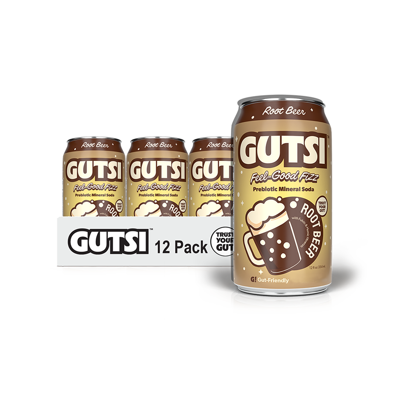 GUTSI Prebiotic Mineral Soda — Root Beer 12 Pack (12 oz Cans)