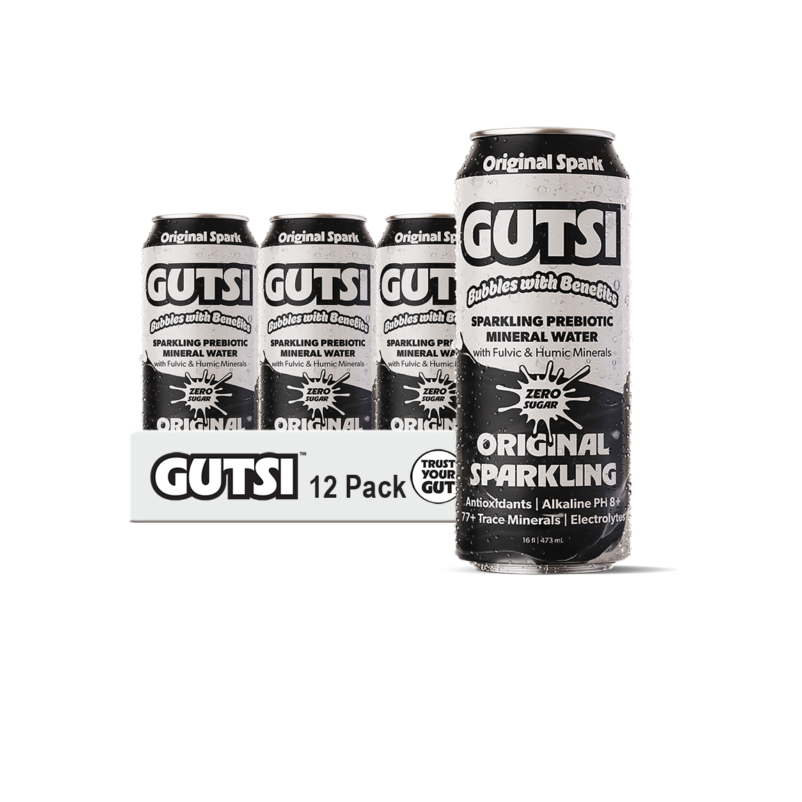 GUTSI Sparkling Original — Eau minérale fulvique (canette de 473 ml)