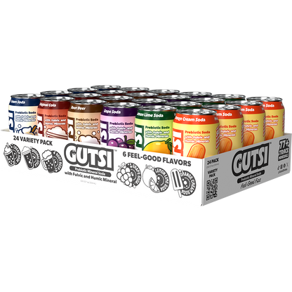 GUTSI Discovery Pack Prebiotic Mineral Soda – 24 Pack (12 oz Cans)