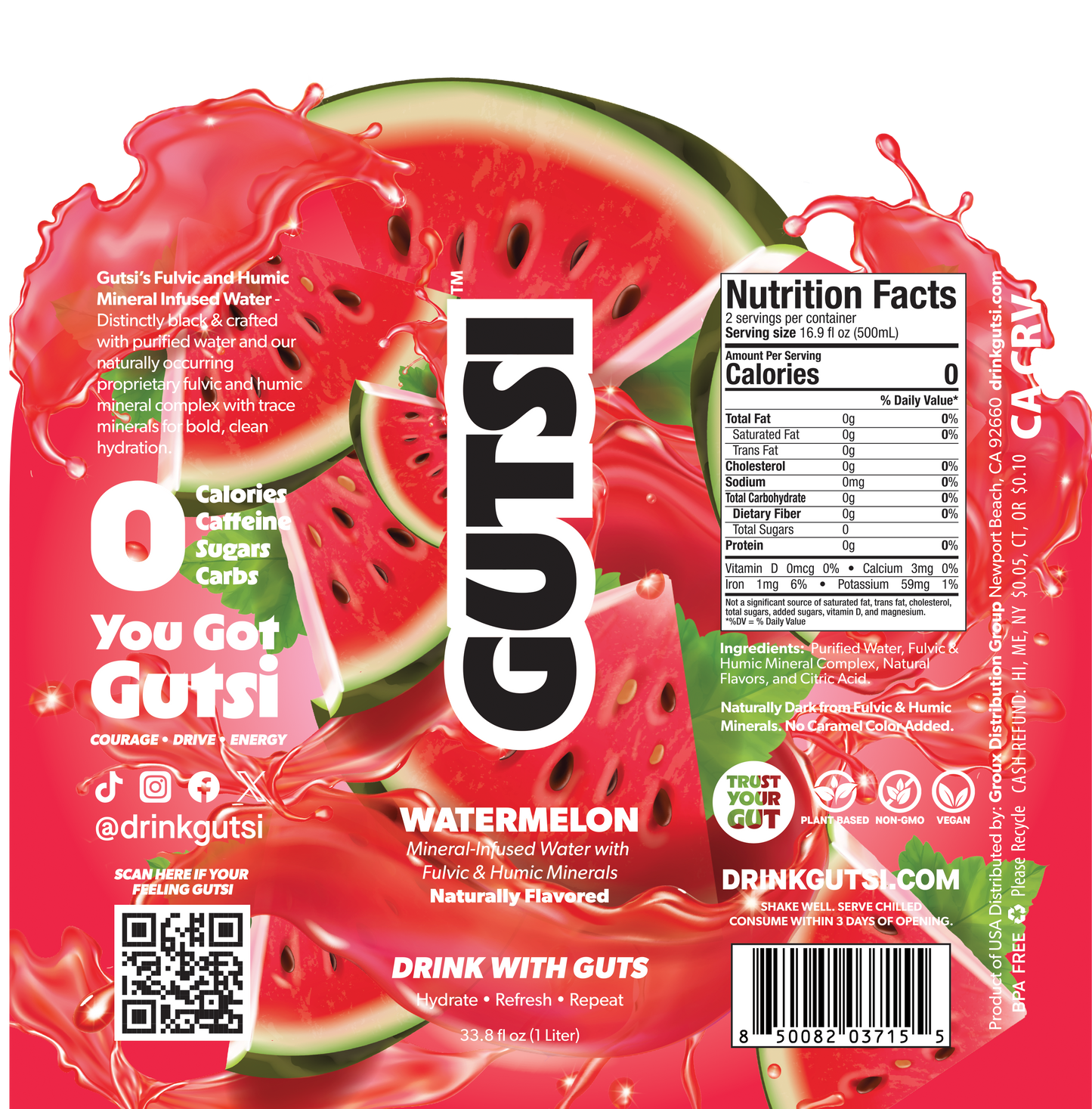 GUTSI Discovery Pack — Still Mineral Infused Water 12 Pack (1 Liter)
